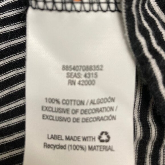 Halloween LS Tee Shirt Black and White Stripes Embroidered Flying Witch, Large - Picture 4 of 8